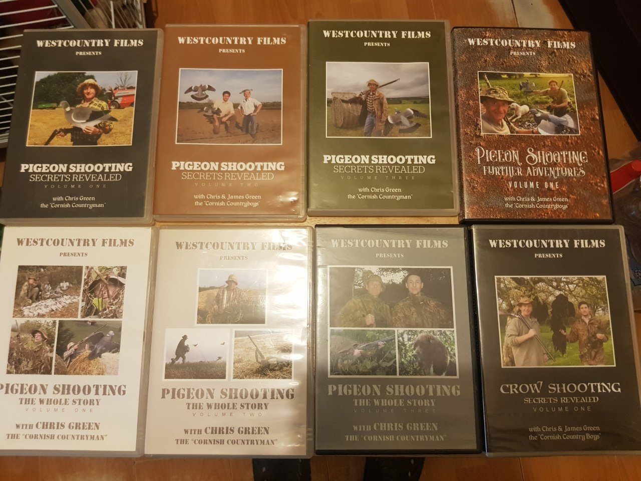 8x WESTCOUNTRY FILMS wood pigeon and crow shooting dvd's,Chris Green
